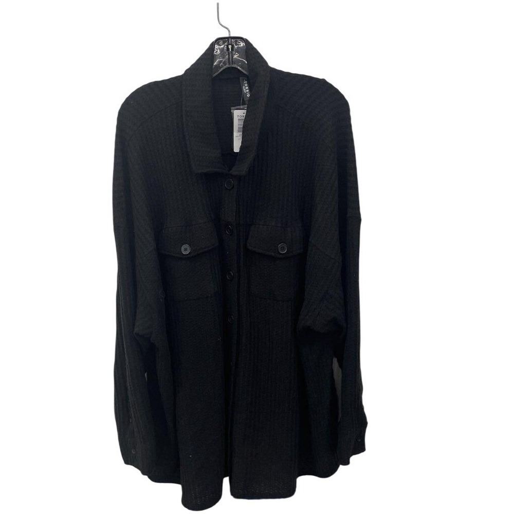 Torrid Sleep Black Waffle Knit Shacket Button Down Shirt Plus Size 3 NWT